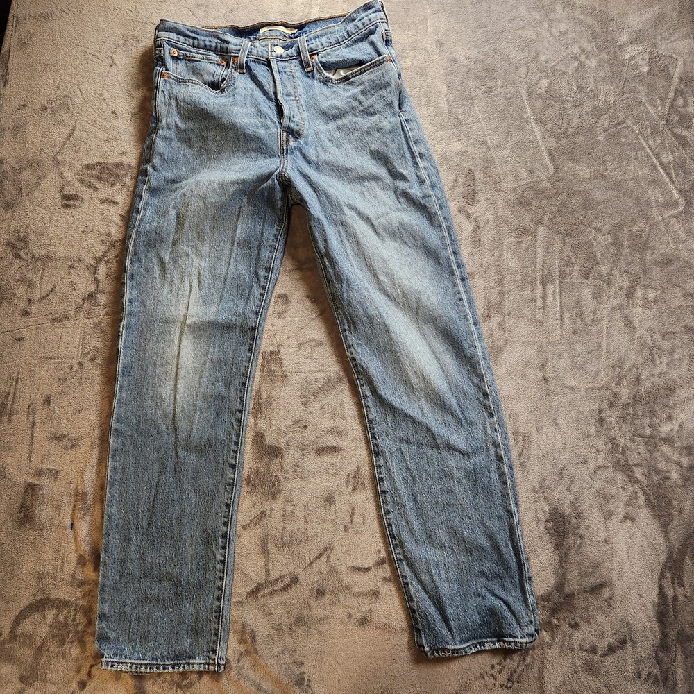 Levis Jeans Womens 30 Blue Big E Premium Button Fly Wedgie Straight High Rise